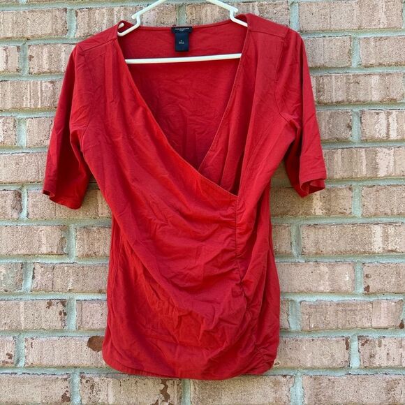 Elegant Red Wrap Top - Picture 1 of 5